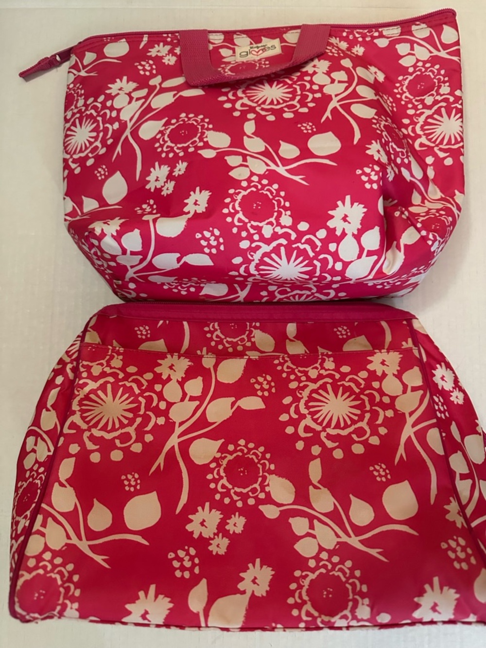 Thirty-One Gifts Insulated Lunch Bag + Cosmetic Pouch Pink Floral Set